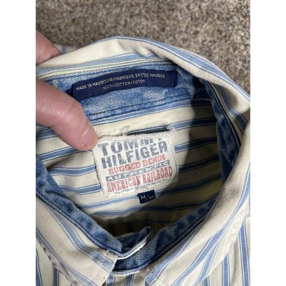 Vintage TOMMY HILFIGER Shirt Mens Railroad Service Issued Metal Snap Size Medium - Picture 4 of 7